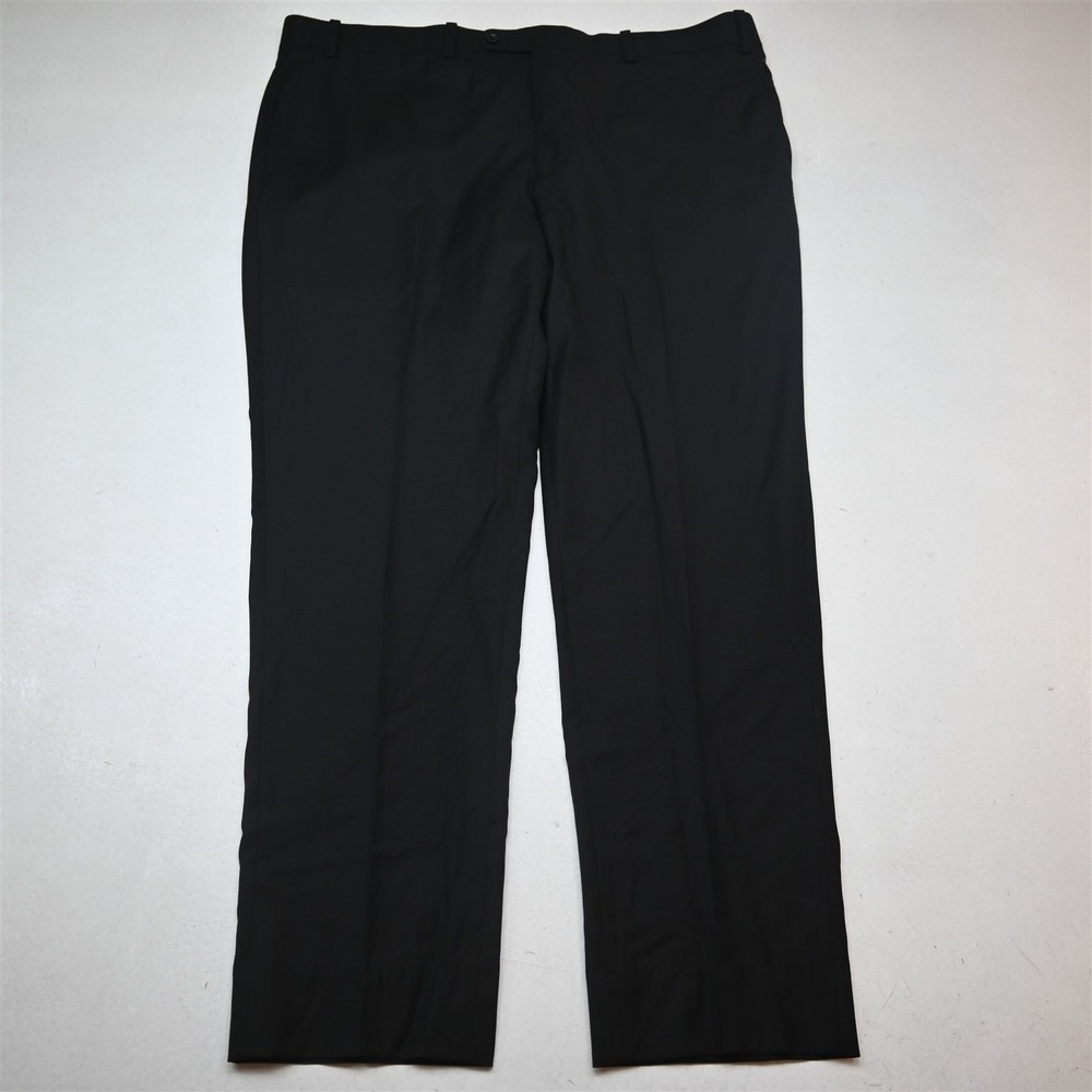 Bespoke 40x30 Black 100% Wool London Flat Front Slim Dress Mens Pants